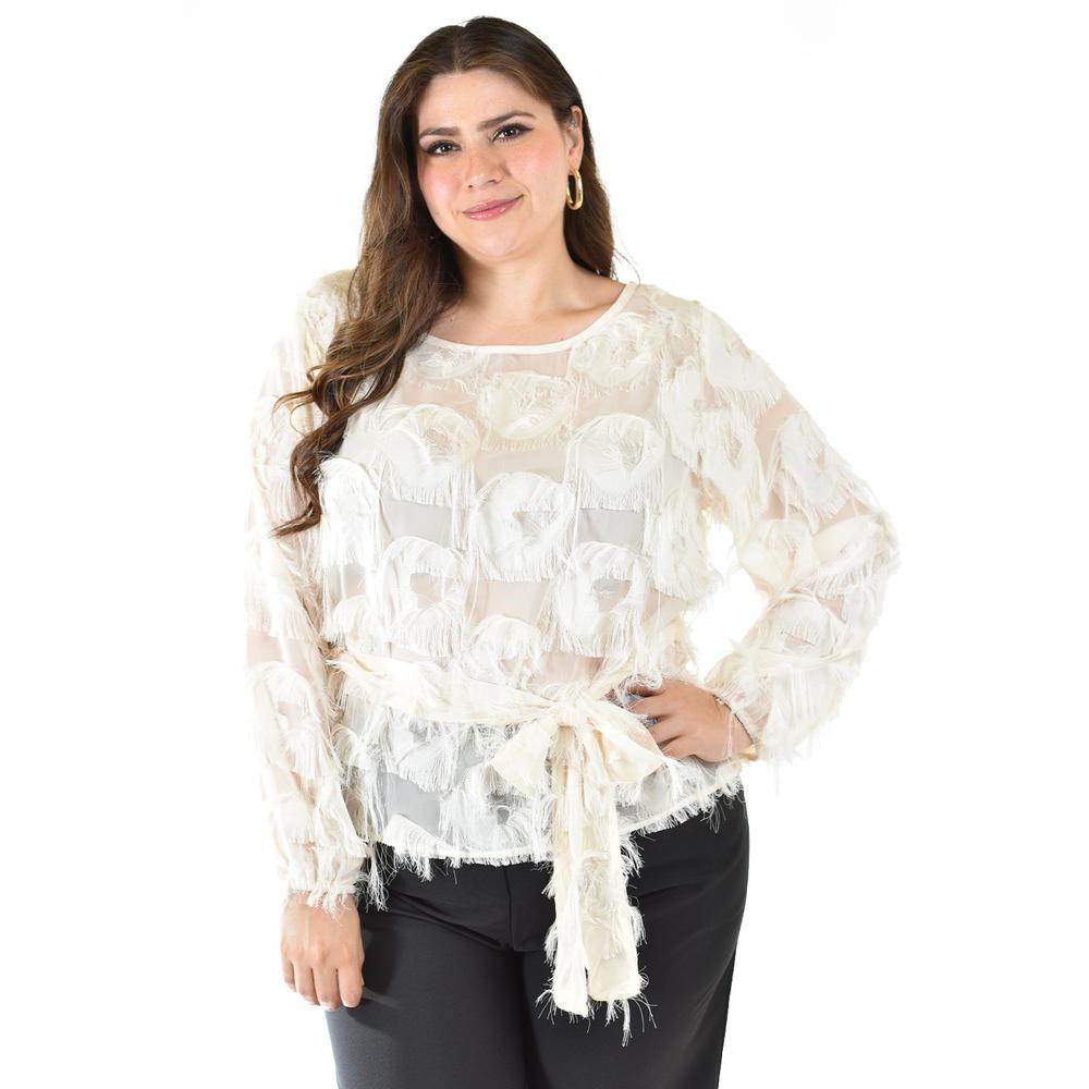 Foto 6 pulgar | Blusa Con Diseño Texturizado Roman Fashion / Tallas Extras, 5105 (blanco) Blanco