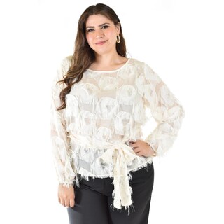 Foto 5 | Blusa Con Diseño Texturizado Roman Fashion / Tallas Extras, 5105 (blanco) Blanco