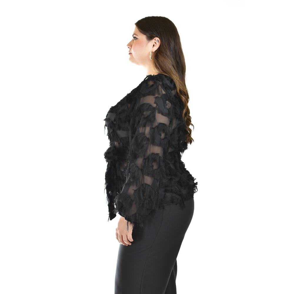 Foto 2 | Blusa Con Diseño Texturizado Roman Fashion / Tallas Extras, 5105 (negro) Negro