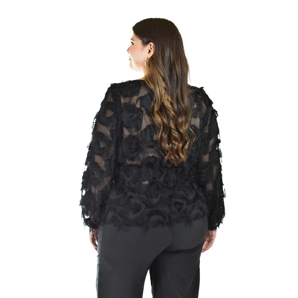 Foto 4 pulgar | Blusa Con Diseño Texturizado Roman Fashion / Tallas Extras, 5105 (negro) Negro