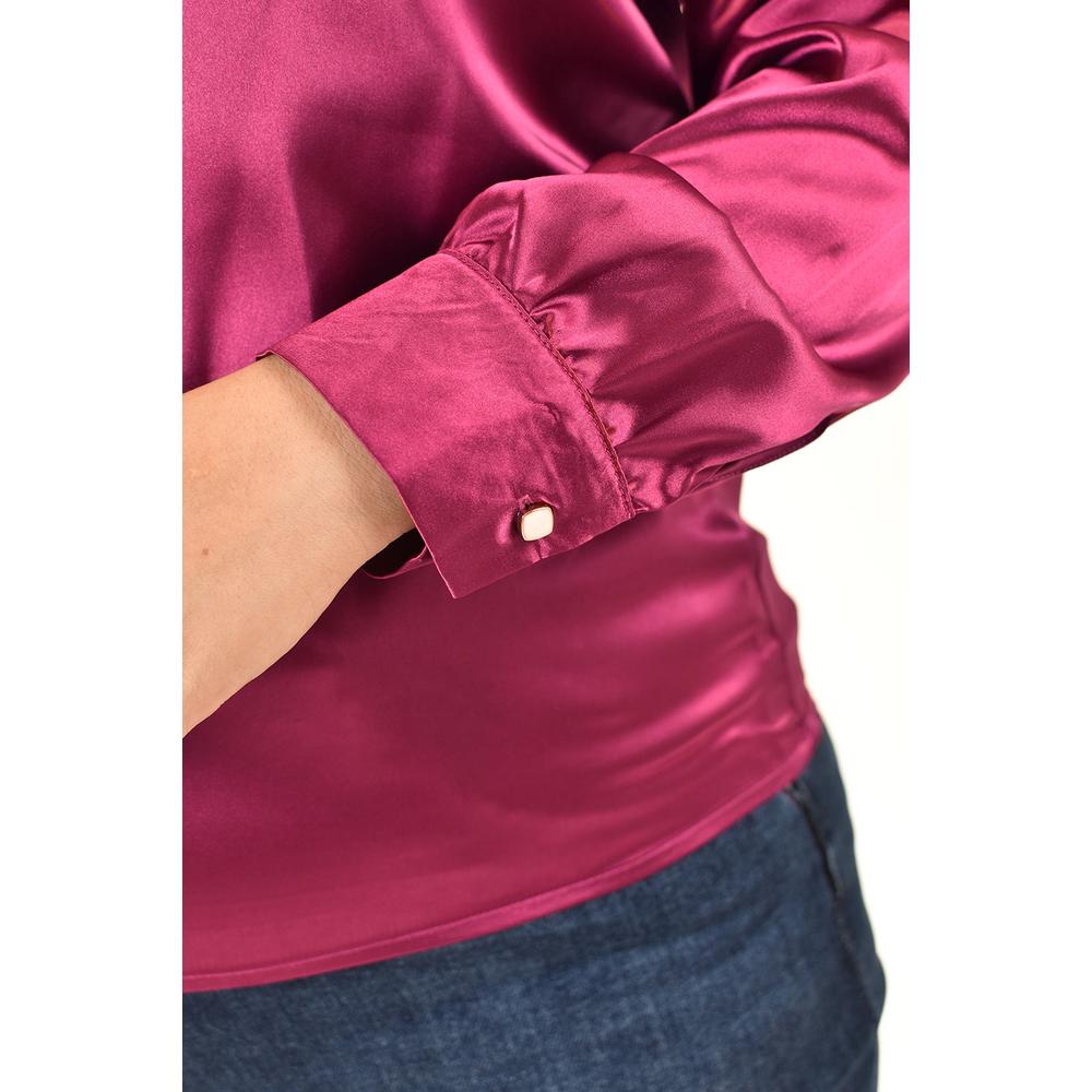 Foto 5 pulgar | Blusa De Satin Con Lazo Roman Fashion /tallas Extras, 5101 (vino) Vino