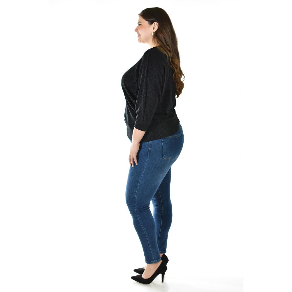 Foto 2 | Blusa De Hilos Brillantes Roman Fashion /tallas Extras, 5108 (negro) Negro