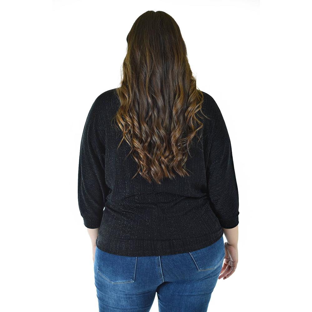 Foto 4 pulgar | Blusa De Hilos Brillantes Roman Fashion /tallas Extras, 5108 (negro) Negro