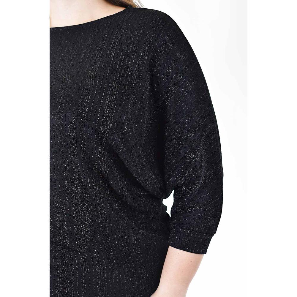 Foto 5 pulgar | Blusa De Hilos Brillantes Roman Fashion /tallas Extras, 5108 (negro) Negro