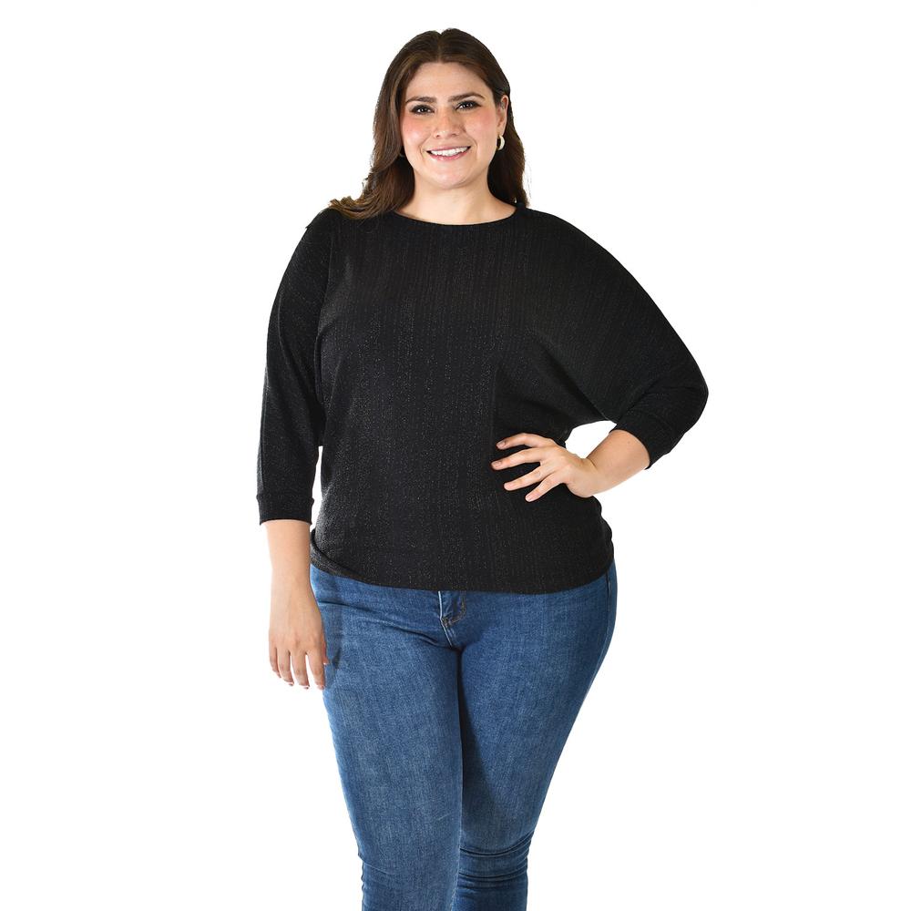 Foto 6 pulgar | Blusa De Hilos Brillantes Roman Fashion /tallas Extras, 5108 (negro) Negro