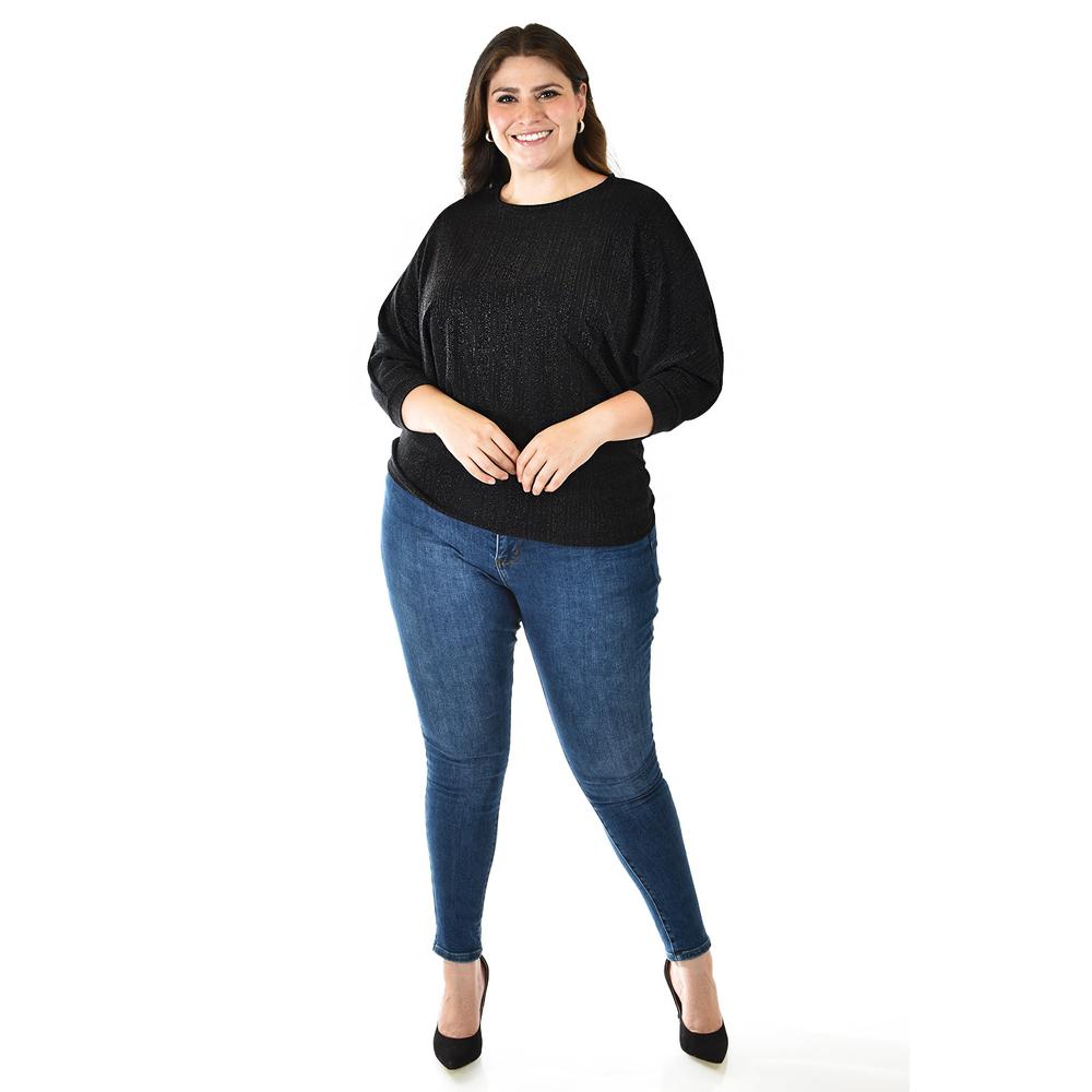 Foto 7 pulgar | Blusa De Hilos Brillantes Roman Fashion /tallas Extras, 5108 (negro) Negro