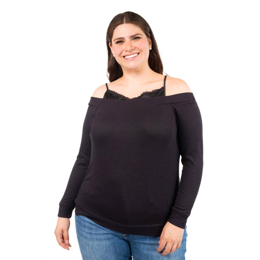 Blusa Diseño Doble Prenda Roman Fashion /tallas Extras, 1130 (negro) Negro