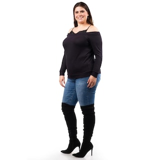 Foto 2 | Blusa Diseño Doble Prenda Roman Fashion /tallas Extras, 1130 (negro) Negro