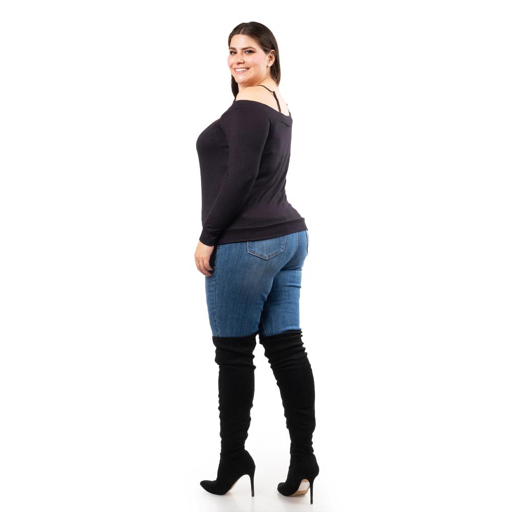Foto 4 pulgar | Blusa Diseño Doble Prenda Roman Fashion /tallas Extras, 1130 (negro) Negro