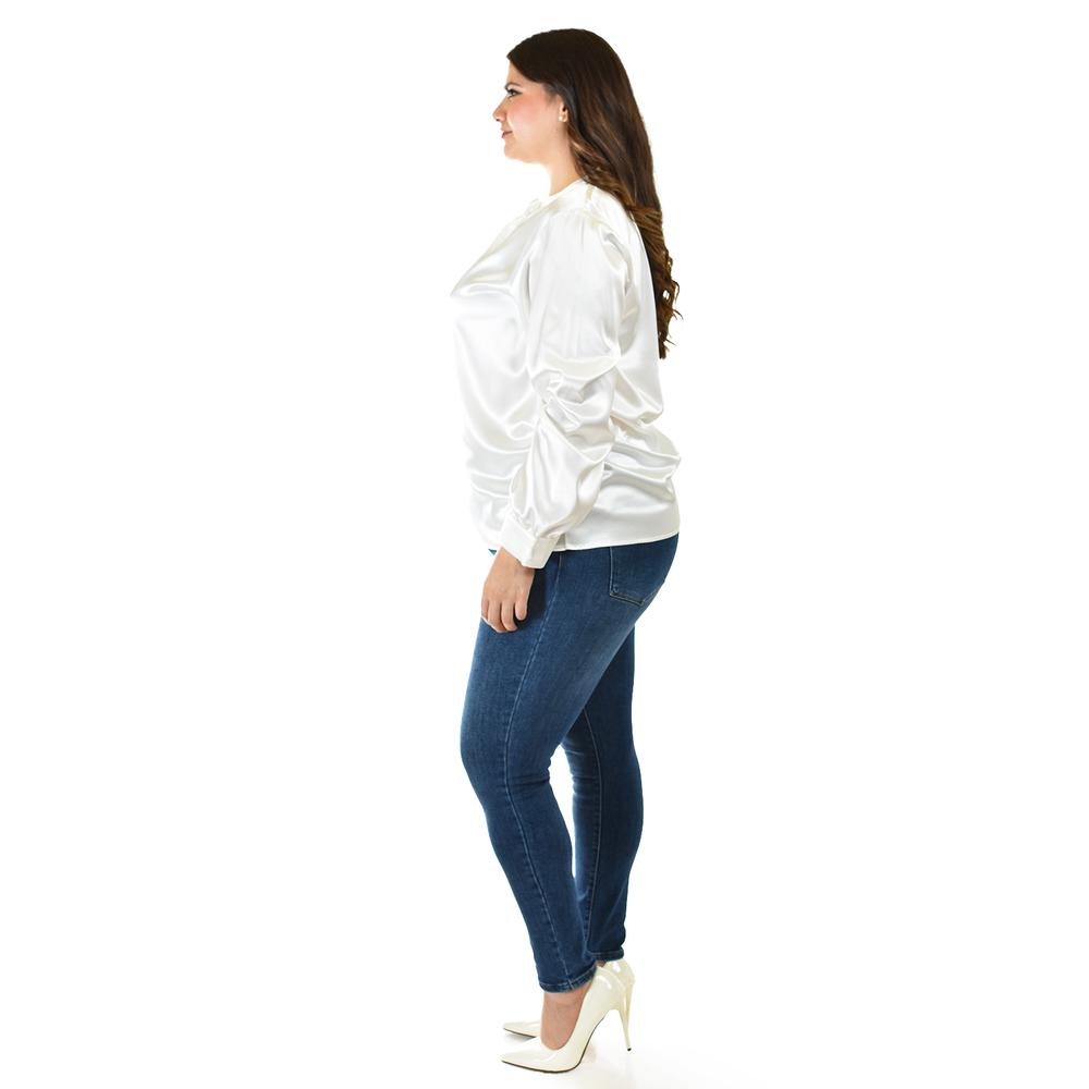 Foto 3 pulgar | Blusa De Satin Con Lazo Roman Fashion /tallas Extras, 5101 (blanco) Blanco