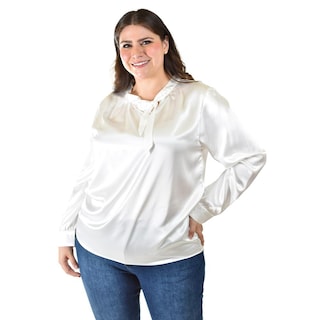 Foto 4 | Blusa De Satin Con Lazo Roman Fashion /tallas Extras, 5101 (blanco) Blanco