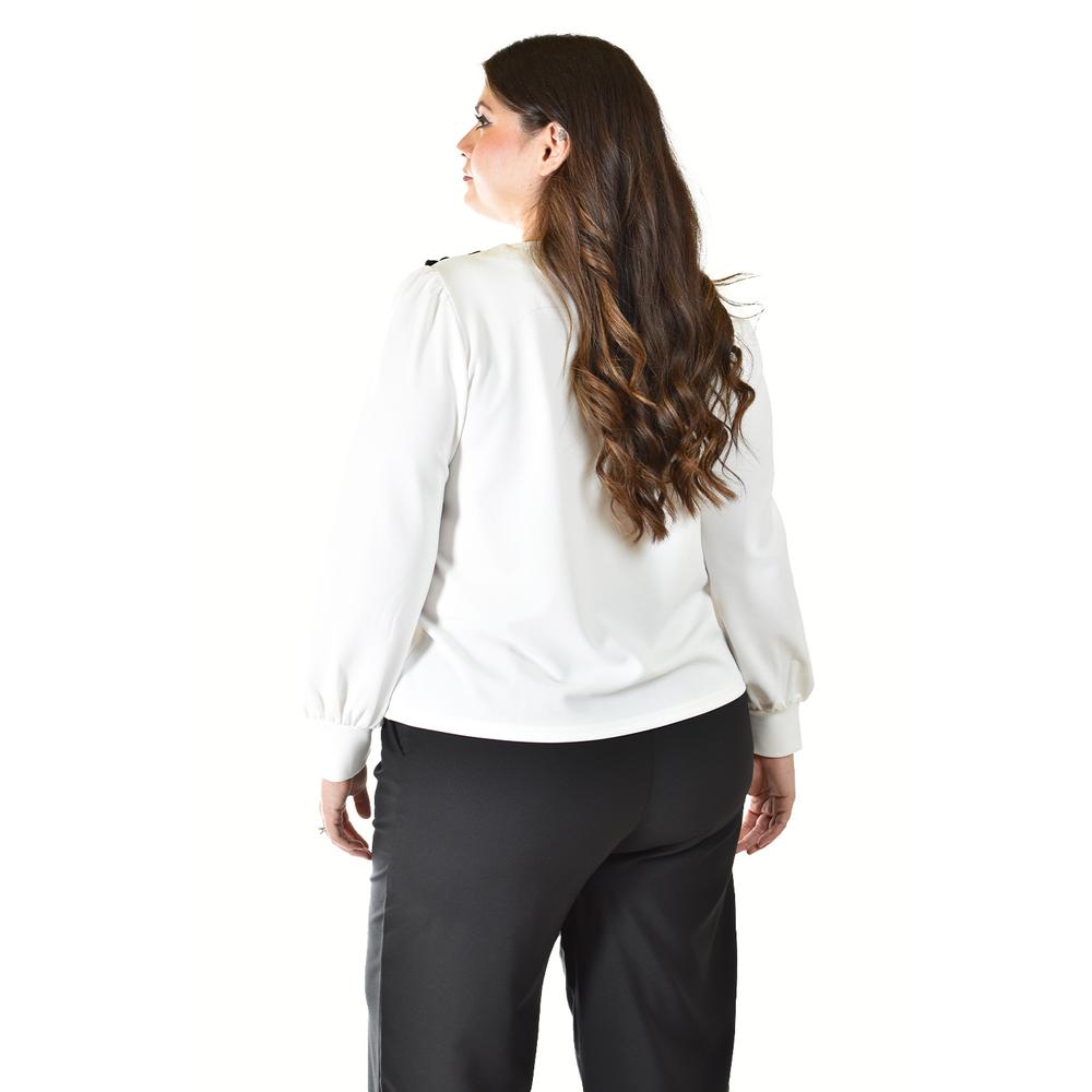 Foto 4 pulgar | Blusa Con Detalle De Flor En Hombro Roman Fashion /tallas Extras, 5106 (blanco) Blanco