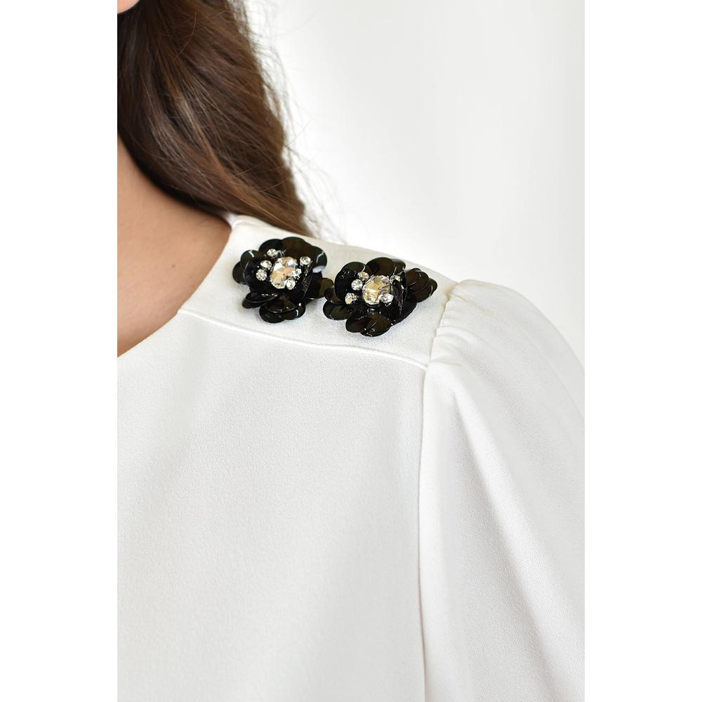 Foto 5 pulgar | Blusa Con Detalle De Flor En Hombro Roman Fashion /tallas Extras, 5106 (blanco) Blanco