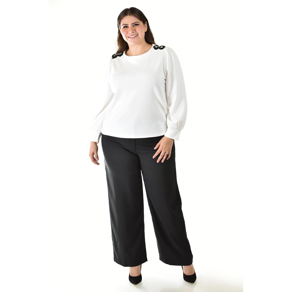 Foto 7 pulgar | Blusa Con Detalle De Flor En Hombro Roman Fashion /tallas Extras, 5106 (blanco) Blanco