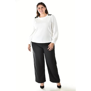 Foto 6 | Blusa Con Detalle De Flor En Hombro Roman Fashion /tallas Extras, 5106 (blanco) Blanco