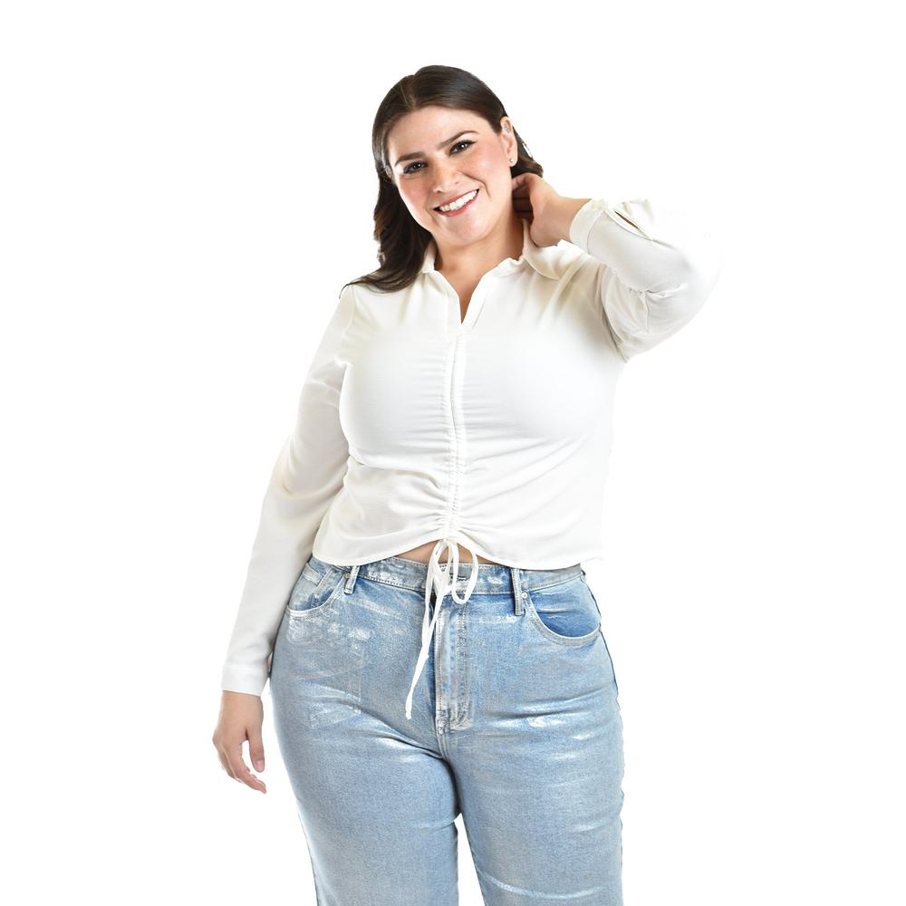 Blusa Con Jareta Ajustable Roman Fashion /tallas Extras, 1838 (blanco) Blanco