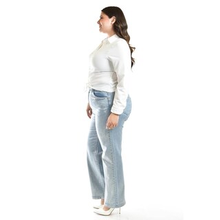 Foto 2 | Blusa Con Jareta Ajustable Roman Fashion /tallas Extras, 1838 (blanco) Blanco