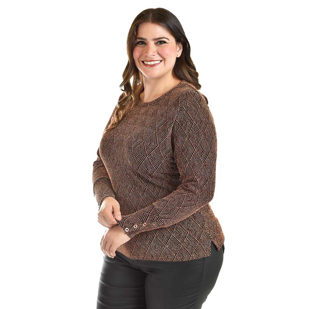 Blusa Con Patron Geometrico Roman Fashion /tallas Extras, 5109 (cobre) Dorado