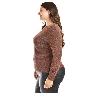 Foto 2 | Blusa Con Patron Geometrico Roman Fashion /tallas Extras, 5109 (cobre) Dorado