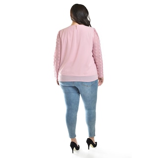 Foto 3 | Blusa de Mangas con Relieve Roman Fashion 5107 Rosa Tallas Extras