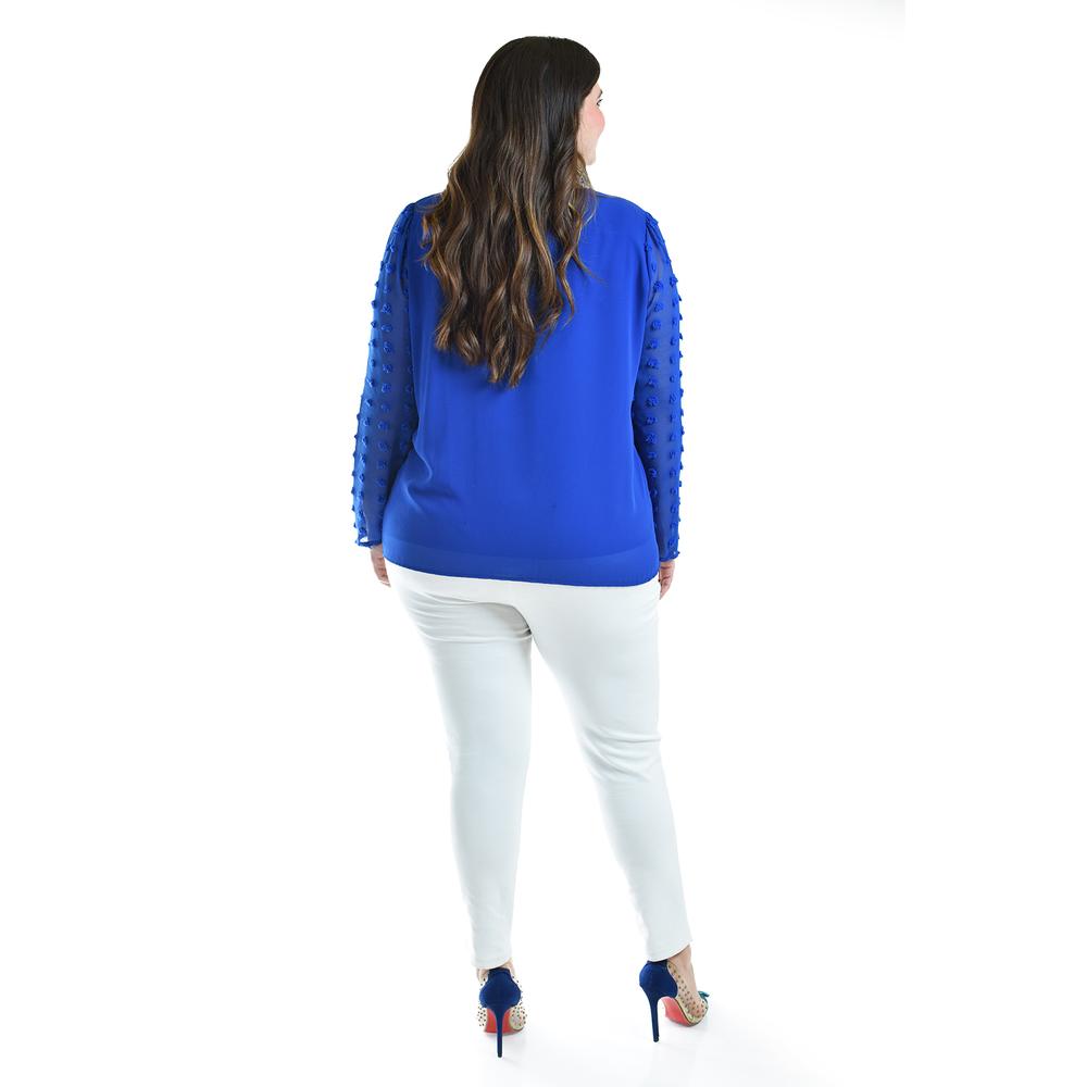 Foto 4 pulgar | Blusa de Mangas con Relieve Roman Fashion 5107 Azul Tallas Extras