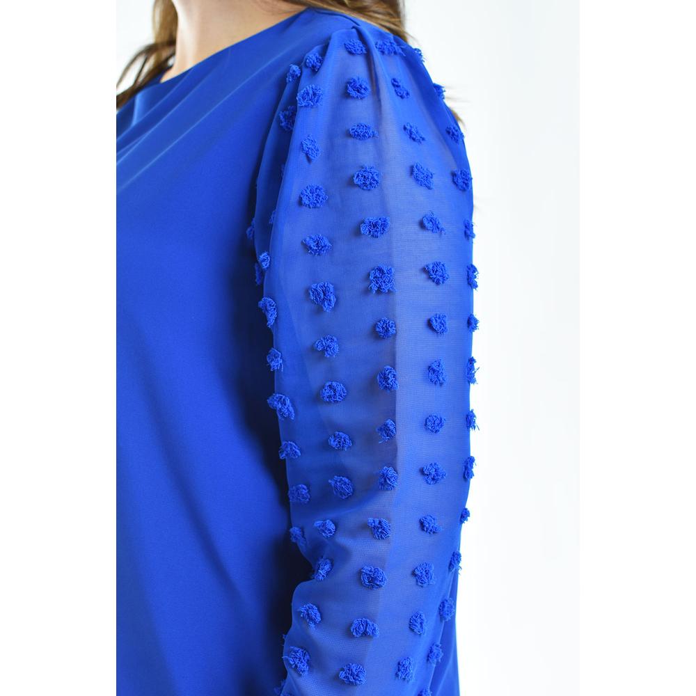 Foto 5 pulgar | Blusa de Mangas con Relieve Roman Fashion 5107 Azul Tallas Extras