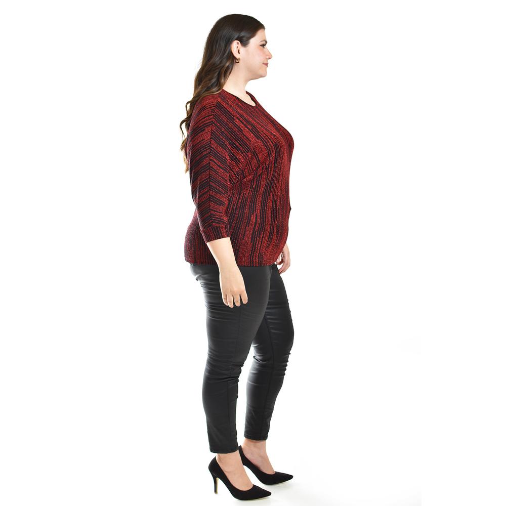 Foto 3 pulgar | Blusa De Hilos Brillantes Roman Fashion /tallas Extras, 5108 (rojo) Rojo