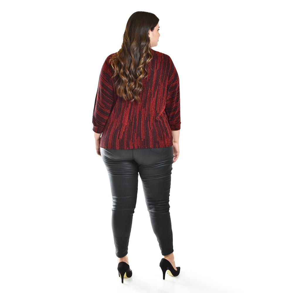 Foto 4 pulgar | Blusa De Hilos Brillantes Roman Fashion /tallas Extras, 5108 (rojo) Rojo