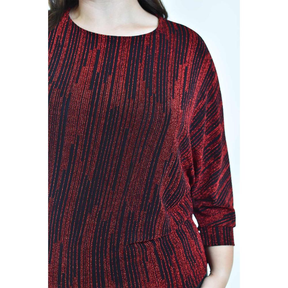 Foto 5 pulgar | Blusa De Hilos Brillantes Roman Fashion /tallas Extras, 5108 (rojo) Rojo