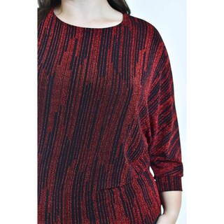 Foto 4 | Blusa De Hilos Brillantes Roman Fashion /tallas Extras, 5108 (rojo) Rojo