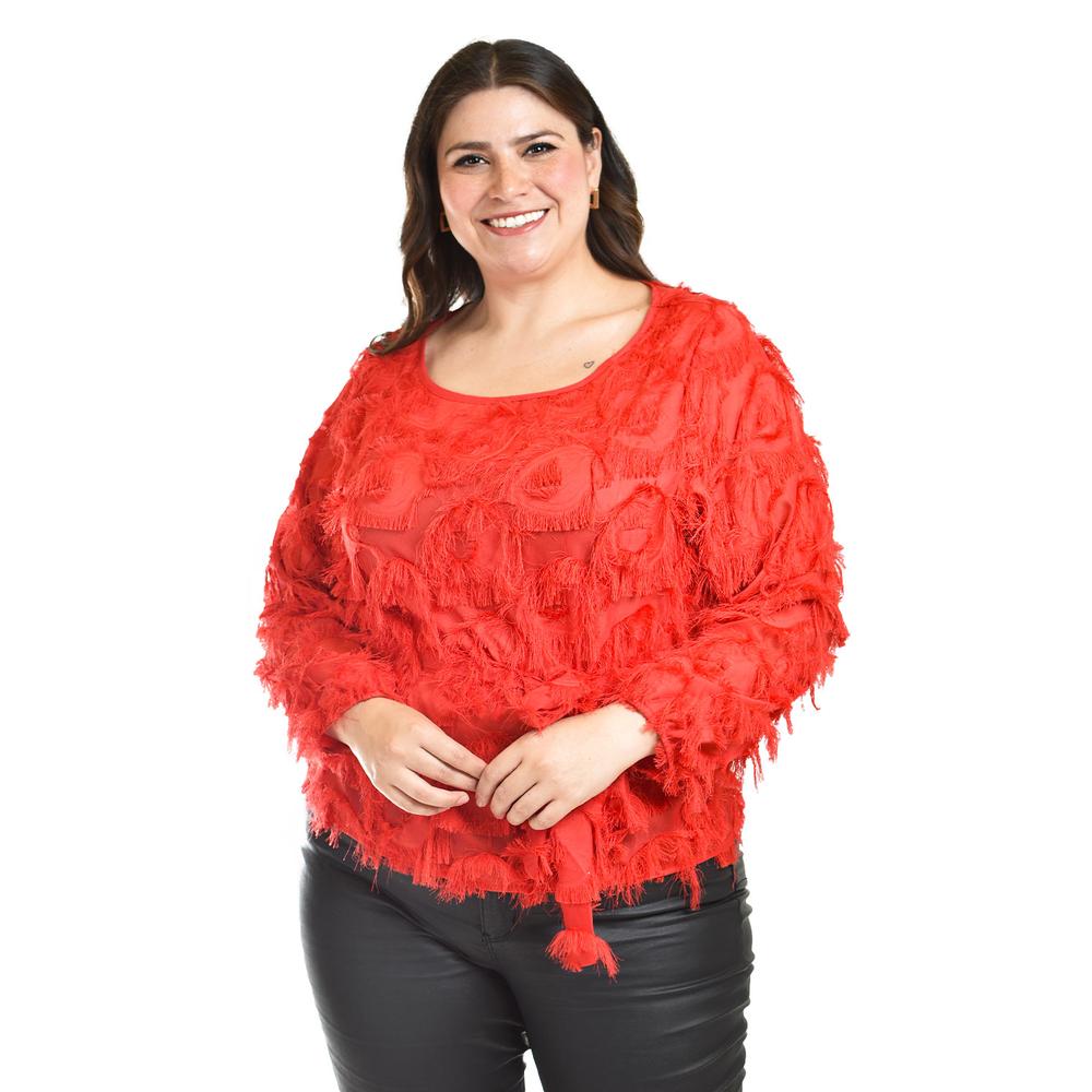 Foto 1 | Blusa Con Diseño Texturizado Roman Fashion / Tallas Extras, 5105 (rojo) Rojo