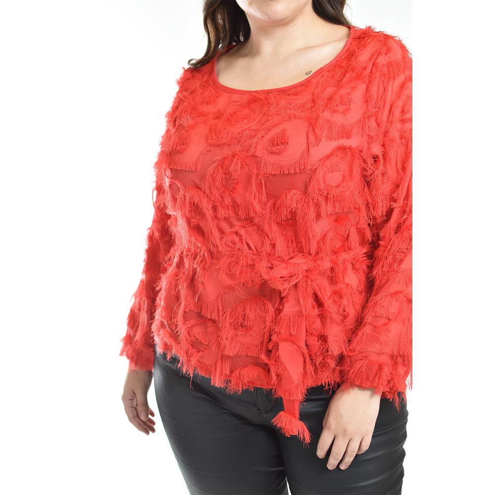 Foto 5 pulgar | Blusa Con Diseño Texturizado Roman Fashion / Tallas Extras, 5105 (rojo) Rojo
