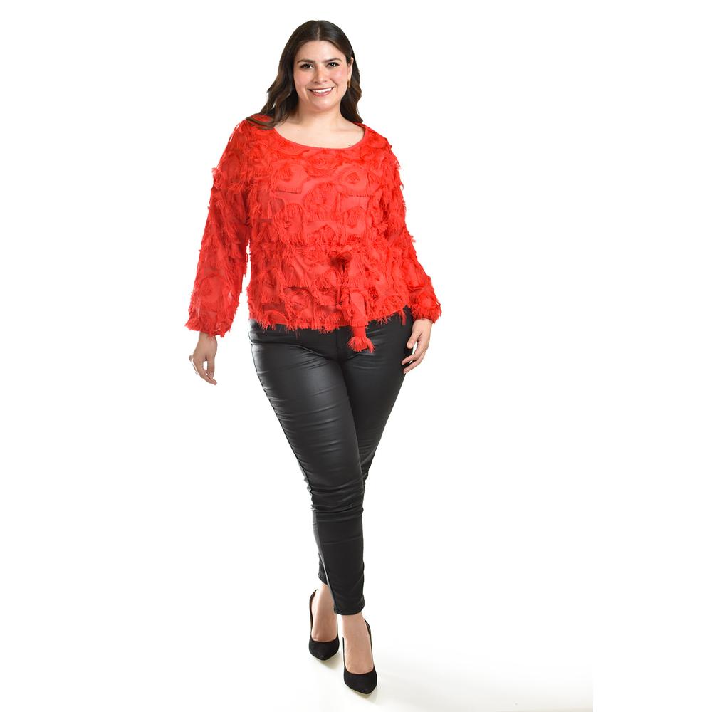 Foto 6 pulgar | Blusa Con Diseño Texturizado Roman Fashion / Tallas Extras, 5105 (rojo) Rojo