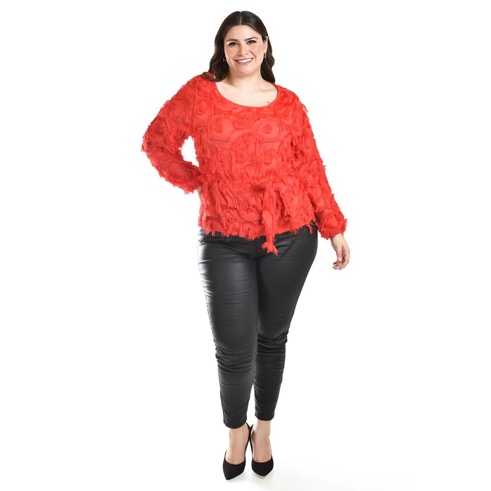 Foto 6 | Blusa Con Diseño Texturizado Roman Fashion / Tallas Extras, 5105 (rojo) Rojo
