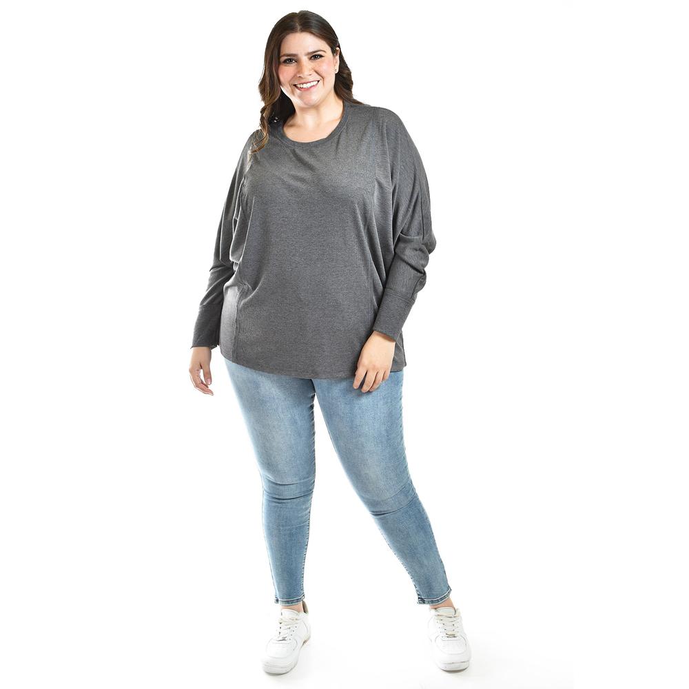 Blusa Con Manga Kimino Roman Fashion /tallas Extras, 1041 (gris) Gris