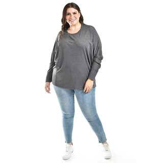 Foto 1 | Blusa Con Manga Kimino Roman Fashion /tallas Extras, 1041 (gris) Gris