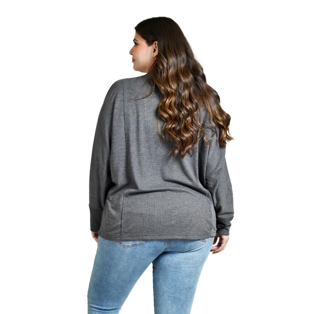 Foto 3 pulgar | Blusa Con Manga Kimino Roman Fashion /tallas Extras, 1041 (gris) Gris
