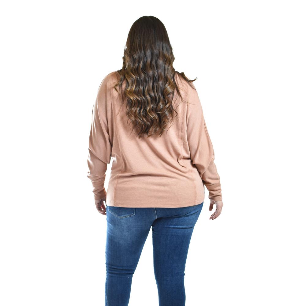Foto 4 pulgar | Blusa Con Manga Kimino Roman Fashion /tallas Extras, 1041 (cafe) Cafe