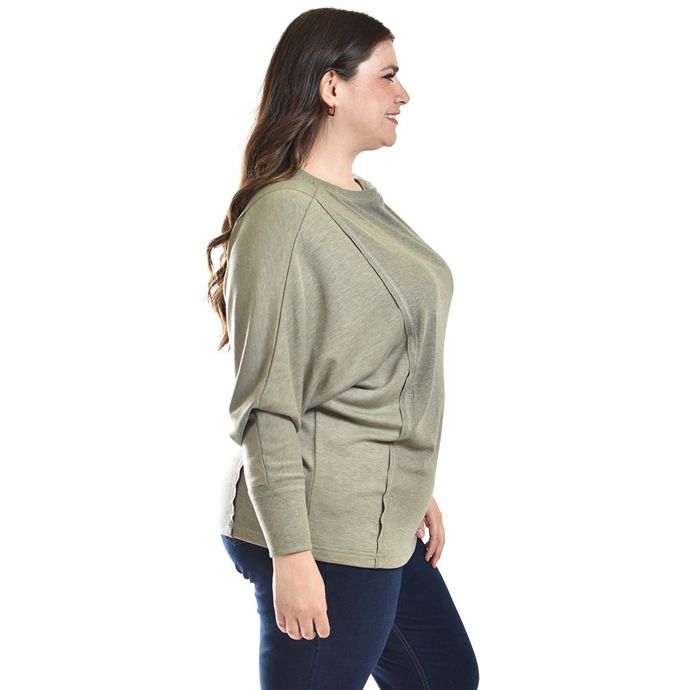 Foto 3 pulgar | Blusa con Manga Kimono Roman Fashion Tallas Extras 1041 Verde