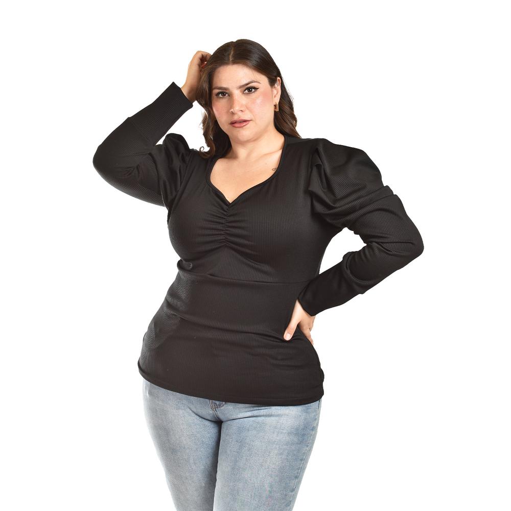 Foto 5 pulgar | Blusa Casual Roman Fashion Tallas Extras 1785 Negro