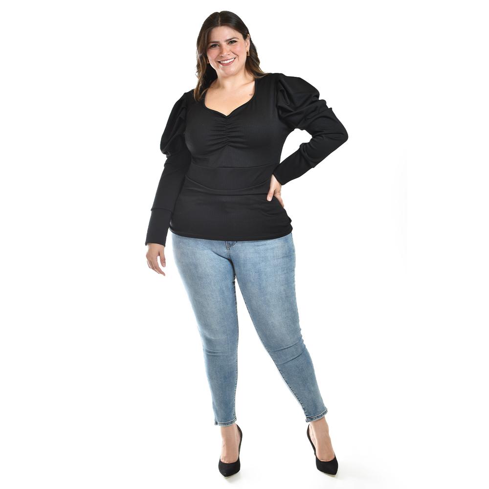 Foto 6 pulgar | Blusa Casual Roman Fashion Tallas Extras 1785 Negro
