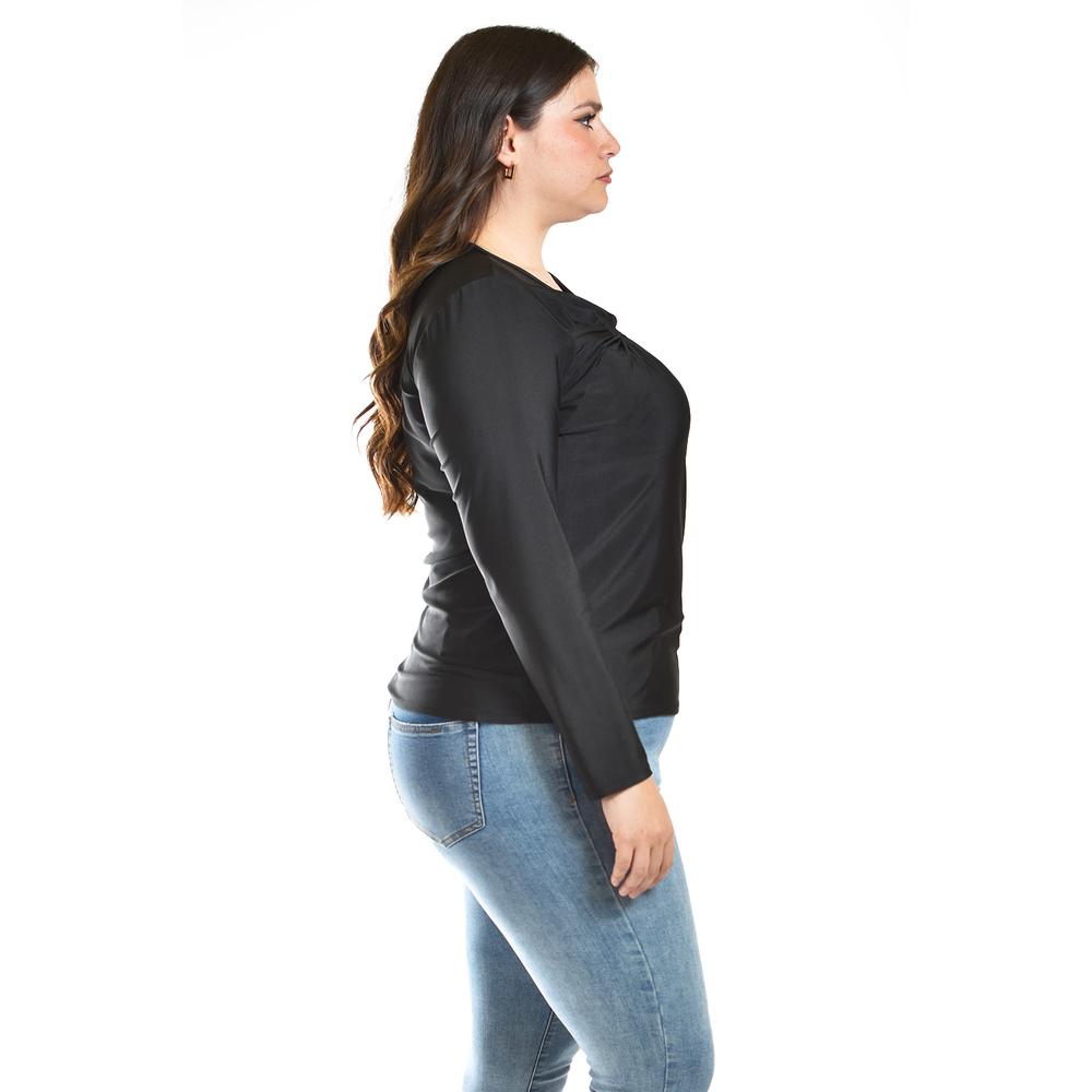Foto 2 | Blusa con Abertura Asimétrica Roman Fashion Tallas Extras 1841 Negro