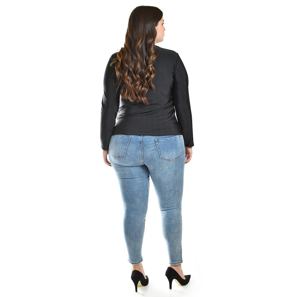 Foto 4 pulgar | Blusa con Abertura Asimétrica Roman Fashion Tallas Extras 1841 Negro