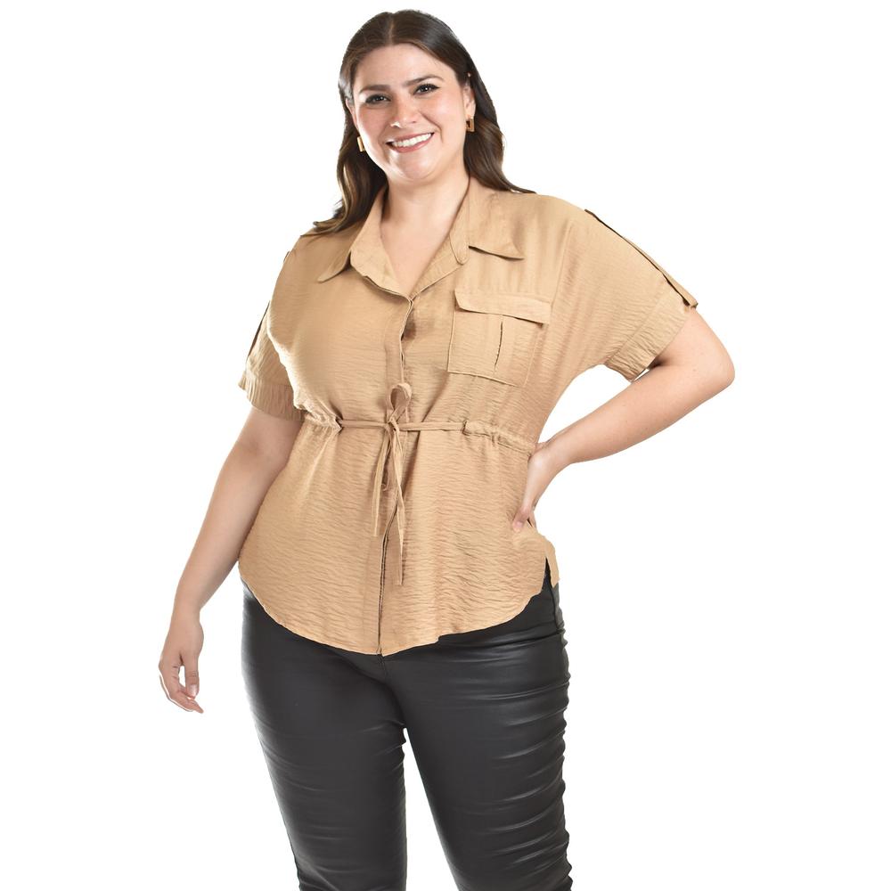 Blusa Camisera Ajustable Roman Fashion /tallas Extras, 2436 (beige) Beige