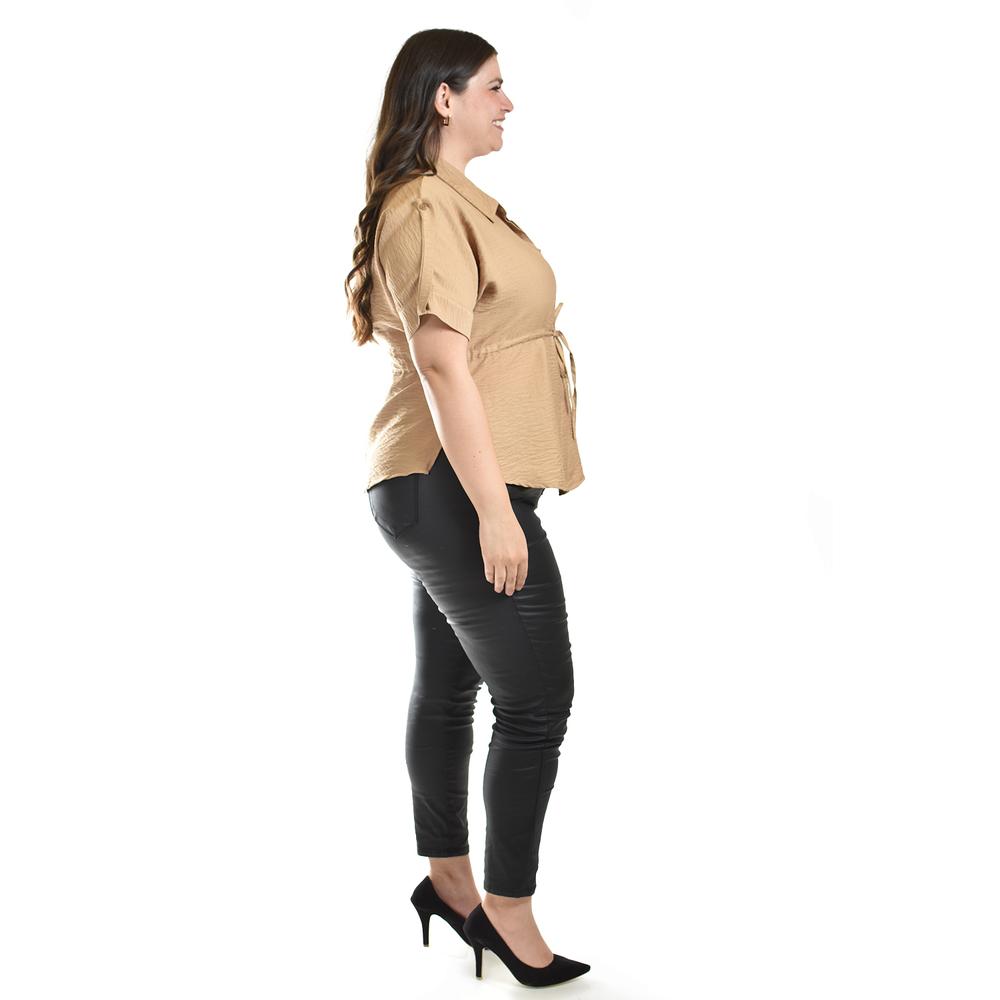 Foto 3 pulgar | Blusa Camisera Ajustable Roman Fashion /tallas Extras, 2436 (beige) Beige