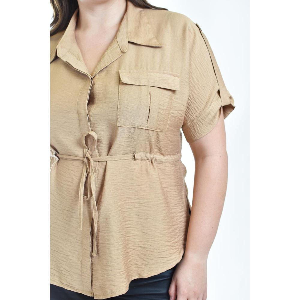 Foto 5 pulgar | Blusa Camisera Ajustable Roman Fashion /tallas Extras, 2436 (beige) Beige