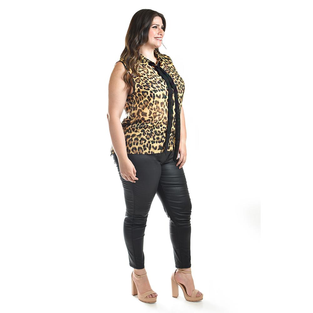Foto 3 pulgar | Blusa Animal Print Con Lazo Roman Fashion /tallas Extras, 207 (animal Print) Cafe