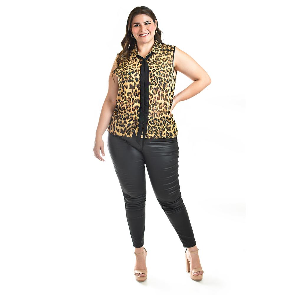 Foto 6 pulgar | Blusa Animal Print Con Lazo Roman Fashion /tallas Extras, 207 (animal Print) Cafe