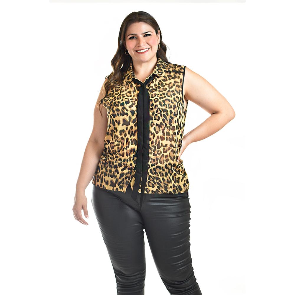 Foto 7 pulgar | Blusa Animal Print Con Lazo Roman Fashion /tallas Extras, 207 (animal Print) Cafe