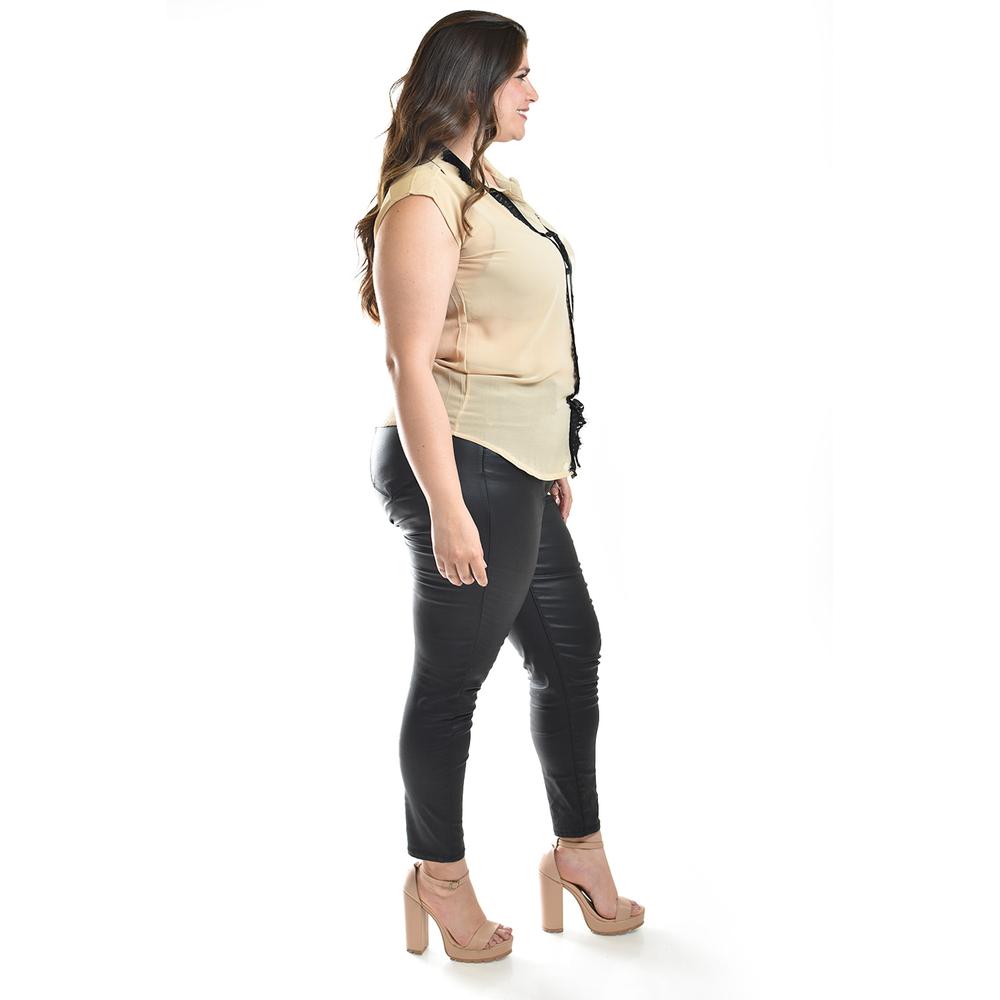 Foto 2 | Blusa Con Detalle De Encanje Roman Fashion /tallas Extras, 8004 (beige) Beige